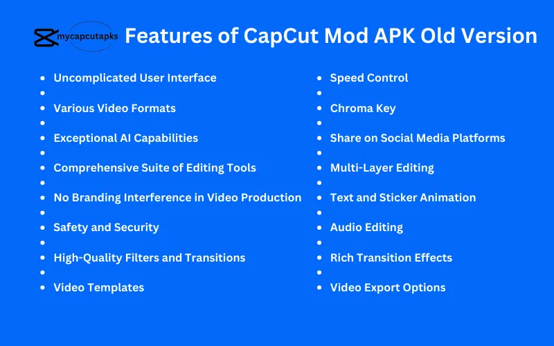 Features of CapCut Mod APK Old Version